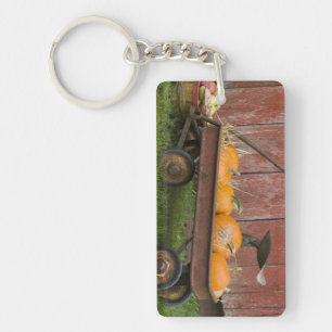 Porte-clés Citrouilles dans un vieux chariot
