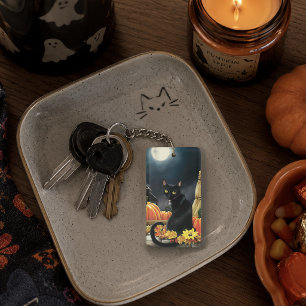 Porte-clés Citrouilles de Chat Noir Envoûtantes au Clair de L