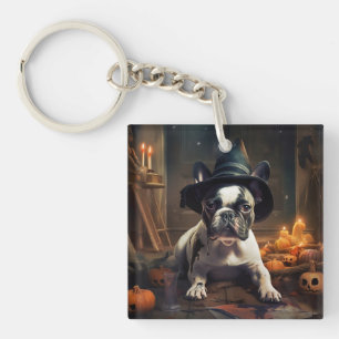 Porte-clés Citrouilles d'Halloween effrayantes de Bouledogue