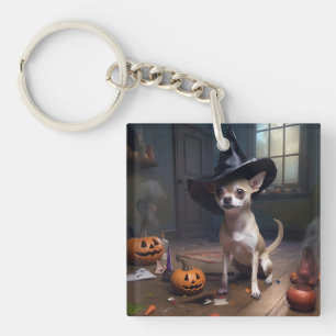 Porte-clés Citrouilles d'Halloween effrayantes de Chihuahua