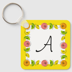 Porte-clés Citrus Carré jaune Monogramme aluminium