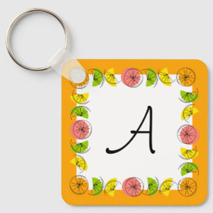 Porte-clés Citrus Carré Orange Monogramme aluminium