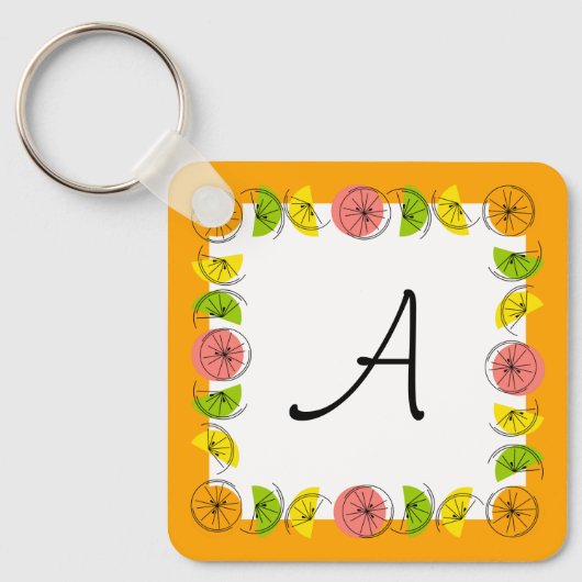 Porte-clés Citrus Carré Orange Monogramme aluminium (Recto)