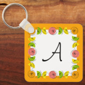 Porte-clés Citrus Carré Orange Monogramme aluminium (Recto)
