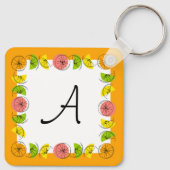 Porte-clés Citrus Carré Orange Monogramme aluminium (Dos)