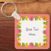 Porte-clés Citrus Carré rose Texte aluminium double face (Recto)