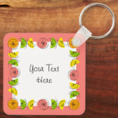 Porte-clés Citrus Carré rose Texte aluminium double face (Verso)