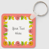 Porte-clés Citrus Carré rose Texte aluminium double face (Dos)