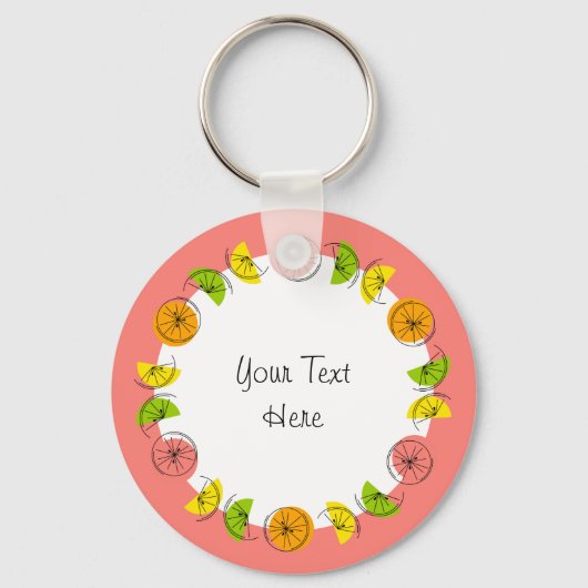 Porte-clés Citrus Cercle rose Texte aluminium double face (Recto)