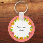Porte-clés Citrus Cercle rose Texte aluminium double face (Recto)