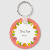 Porte-clés Citrus Cercle rose Texte aluminium double face (Verso)