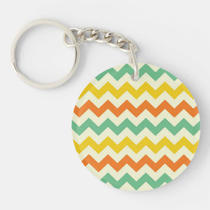 Porte-clés Citrus Lime Vert Orange Jaune Chevron Zigzags