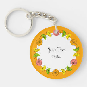 Porte-clés Citrus Orange Circle Monogramme double face