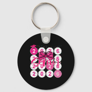 Porte-clés Cl de 2026 Coquette Rose Sénior Ruban de Remise de