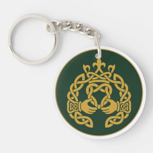 Porte-clés Claddagh à entrelacs doré (Devant)
