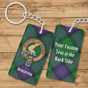 Porte-clés Clan Armstrong Crest sur Tartan Porte - clé