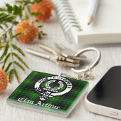 Porte-clés Clan Arthur Crest Badge & Tartan (Devant Droit)