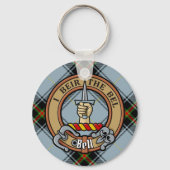 Porte-clés Clan Bell Crest sur Tartan (Recto)