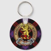 Porte-clés Clan Brown Crest sur Tartan (Recto)