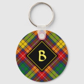 Porte-clés Clan Buchanan Crest sur Tartan (Recto)