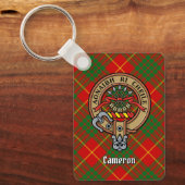 Porte-clés Clan Cameron Crest sur Tartan (Recto)