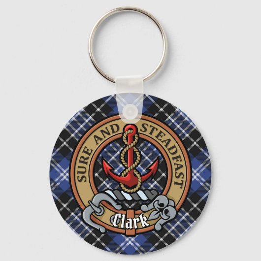 Porte-clés Clan Clark Crest sur Tartan (Recto)