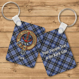 Porte-clés Clan Clark Crest sur Tartan Porte - clé