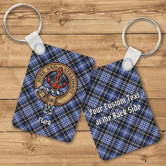 Porte-clés Clan Clark Crest sur Tartan Porte - clé