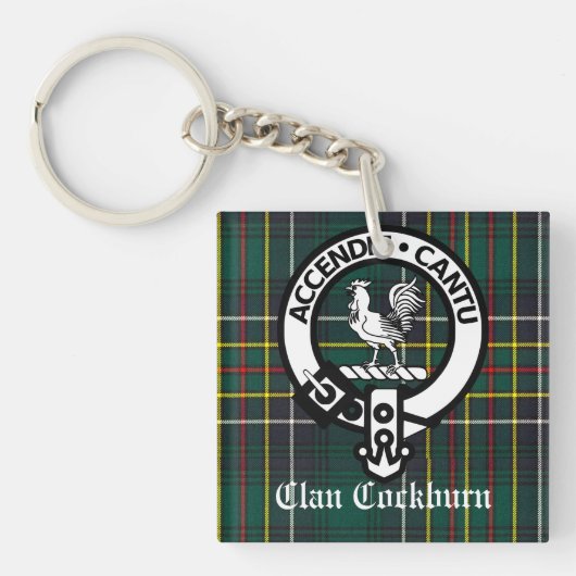 Porte-clés Clan Cockburn Crest Badge et Tartan (Devant)