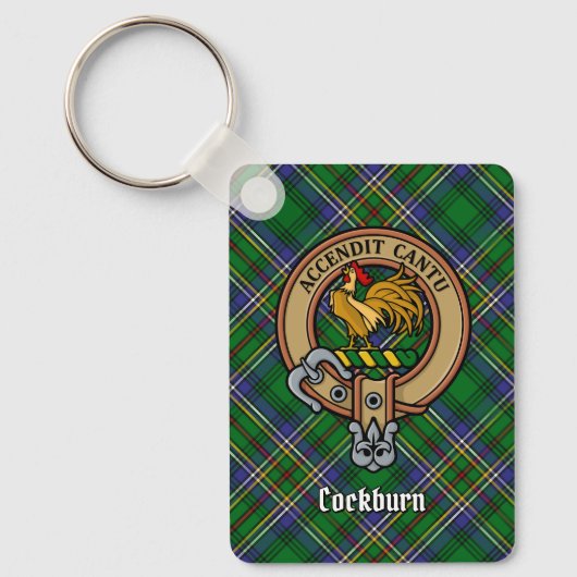 Porte-clés Clan Cockburn Crest sur Tartan (Recto)