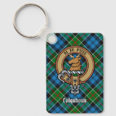 Porte-clés Clan Colquhoun Crest sur Tartan (Recto)