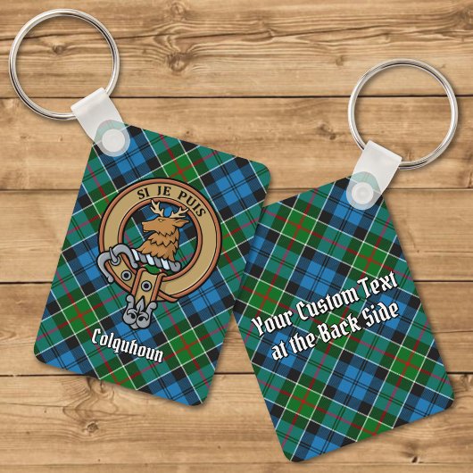 Porte-clés Clan Colquhoun Crest sur Tartan