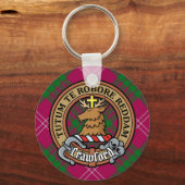Porte-clés Clan Crawford Crest sur Tartan (Recto)