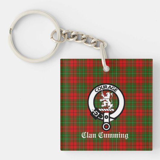 Porte-clés Clan Cumming Crest Badge et Tartan (Devant)
