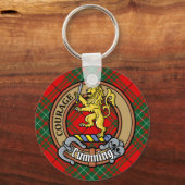 Porte-clés Clan Cumming Crest sur Tartan (Recto)
