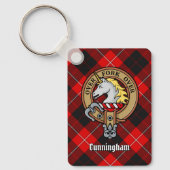Porte-clés Clan Cunningham Crest sur Tartan (Recto)