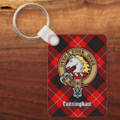 Porte-clés Clan Cunningham Crest sur Tartan (Recto)