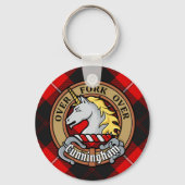 Porte-clés Clan Cunningham Crest sur Tartan (Recto)