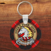 Porte-clés Clan Cunningham Crest sur Tartan (Recto)