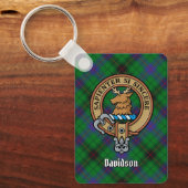 Porte-clés Clan Davidson Crest sur Tartan (Recto)