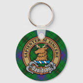 Porte-clés Clan Davidson Crest sur Tartan (Recto)
