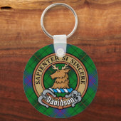 Porte-clés Clan Davidson Crest sur Tartan (Recto)