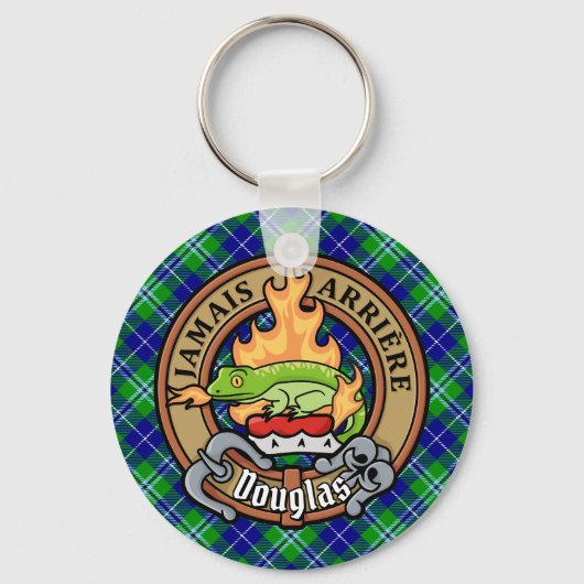 Porte-clés Clan Douglas Crest sur Tartan (Recto)
