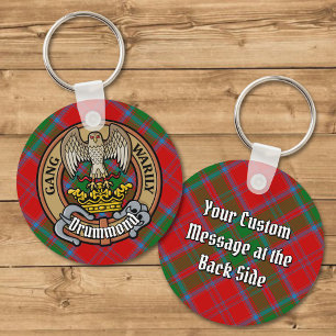 Porte-clés Clan Drummond Crest sur Tartan
