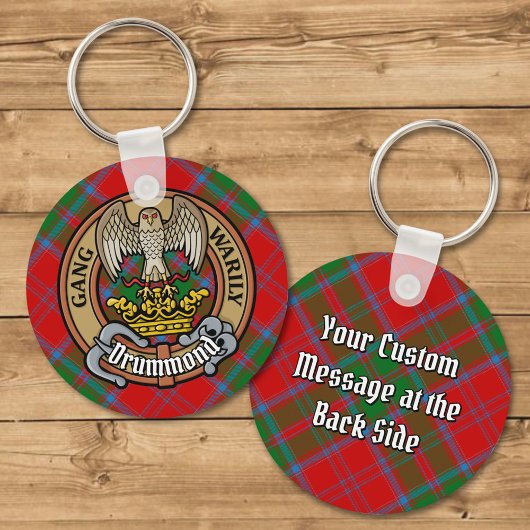 Porte-clés Clan Drummond Crest sur Tartan