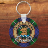 Porte-clés Clan Forbes Crest sur Tartan (Recto)