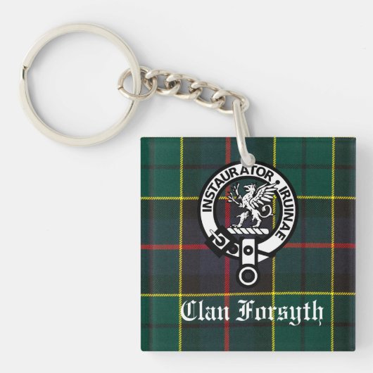 Porte-clés Clan Forsyth Crest Badge et Tartan (Devant)