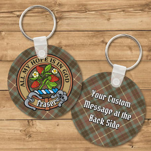 Porte-clés Clan Fraser Crest sur le tartare de chasse Patinée