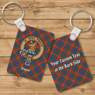 Porte-clés Clan Fraser de Lovat Crest sur Tartan Porte - clé