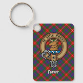 Porte-clés Clan Fraser de Lovat Crest sur Tartan Porte - clé (Recto)